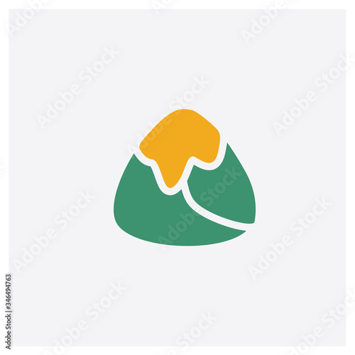 Samosa concept 2 colored icon. Isolated orange and green Samosa vector symbol design. Can be used for web and mobile UI/UX