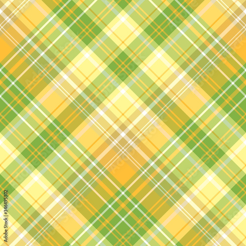 Seamless pattern in summer light green, yellow and white colors for plaid, fabric, textile, clothes, tablecloth and other things. Vector image. 2