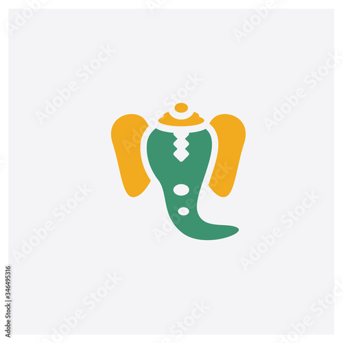 Ganesha concept 2 colored icon. Isolated orange and green Ganesha vector symbol design. Can be used for web and mobile UI/UX
