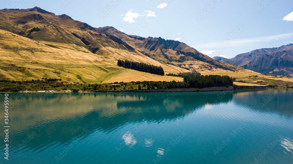 Reflection of lake Hawea in South island, New Zealand Reflection of lake Hawea in South island, New Zealand