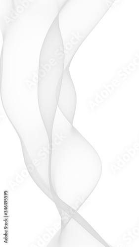 White abstract background. Fluttering white scarf. Waving on wind white fubric. 3D illustration