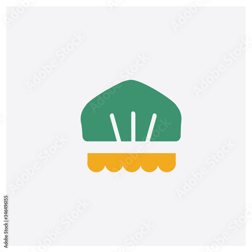 Shower cap concept 2 colored icon. Isolated orange and green Shower cap vector symbol design. Can be used for web and mobile UI/UX