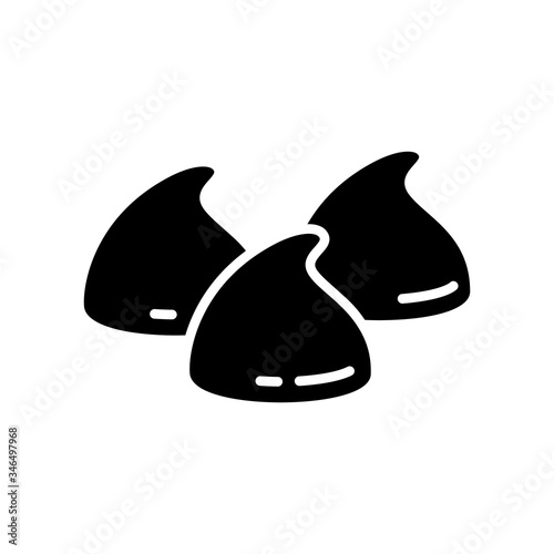 Cutout silhouette of Chocolate chips. Baking chocolate drops. Outline illustration of ingredient for cooking dessert, sweets. Flat isolated vector image on white background. Icon for packaging design