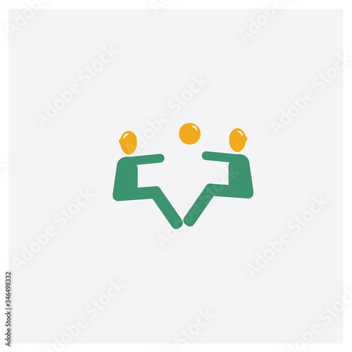 Playing with a Ball concept 2 colored icon. Isolated orange and green Playing with a Ball vector symbol design. Can be used for web and mobile UI/UX