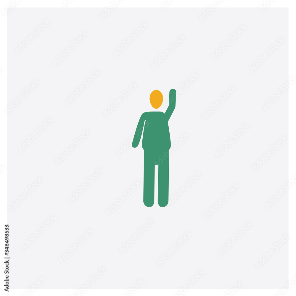 Fototapeta premium Showin concept 2 colored icon. Isolated orange and green Showin vector symbol design. Can be used for web and mobile UI/UX