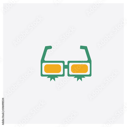 3d glasses concept 2 colored icon. Isolated orange and green 3d glasses vector symbol design. Can be used for web and mobile UI/UX