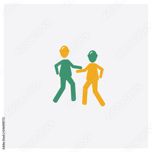 Fighting concept 2 colored icon. Isolated orange and green Fighting vector symbol design. Can be used for web and mobile UI/UX