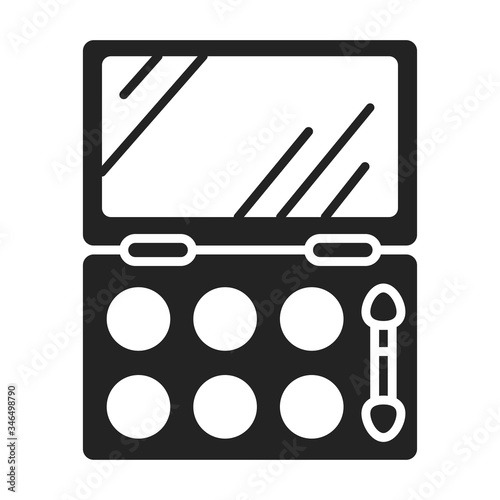 Eyeshadow palette black glyph icon. Decorative cosmetics sign. Beauty industry. Professional facial make up. Pictogram for web page, mobile app, promo.