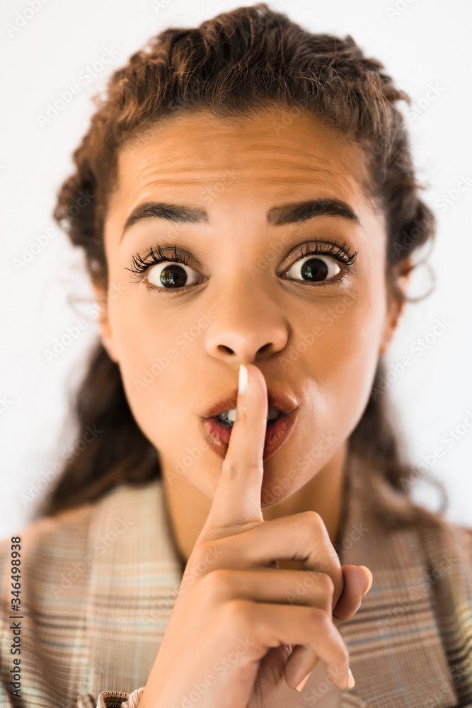 Portrait of beautiful african american woman who wants silence. Portrait of beautiful african american woman who wants silence.