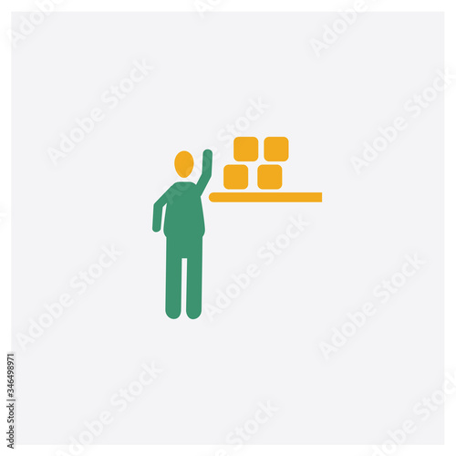 Storekeeper concept 2 colored icon. Isolated orange and green Storekeeper vector symbol design. Can be used for web and mobile UI/UX