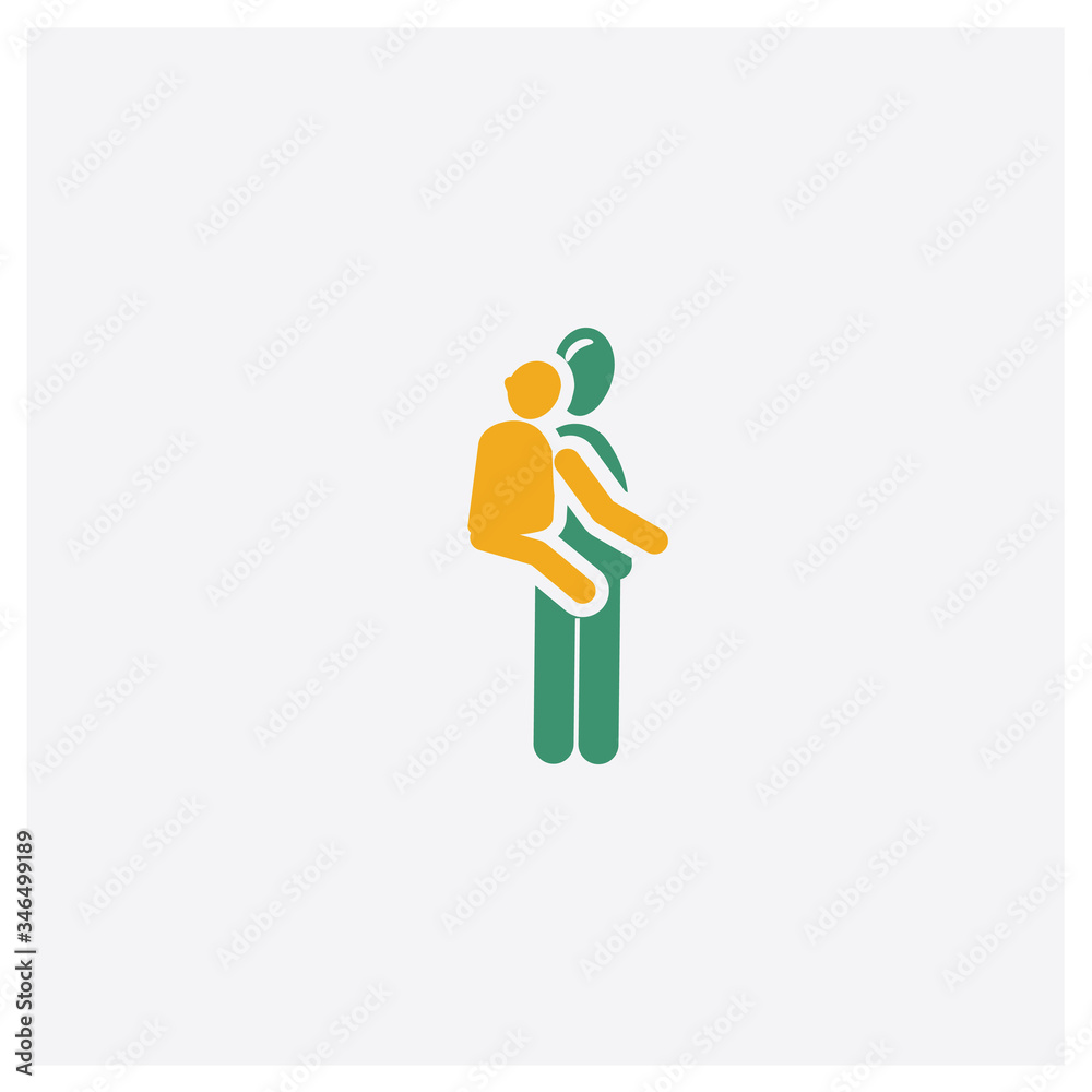 carrying on back concept 2 colored icon. Isolated orange and green carrying on back vector symbol design. Can be used for web and mobile UI/UX carrying on back concept 2 colored icon. Isolated orange and green carrying on back vector symbol design. Can be used for web and mobile UI/UX
