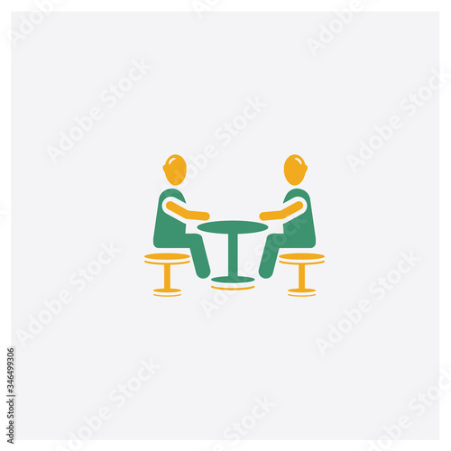 Business Meeting concept 2 colored icon. Isolated orange and green Business Meeting vector symbol design. Can be used for web and mobile UI/UX
