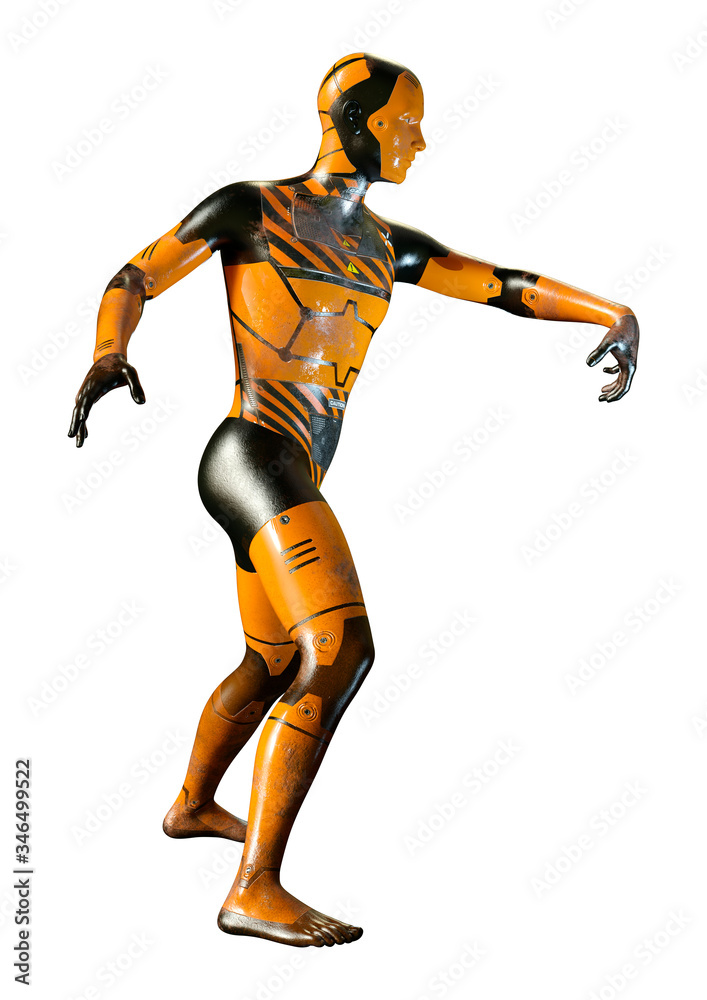 3D Rendering Male Robot on White