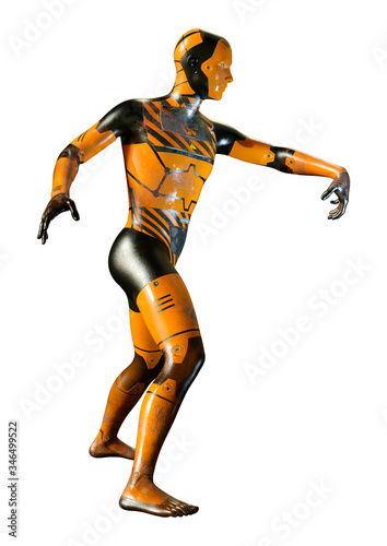 3D Rendering Male Robot on White