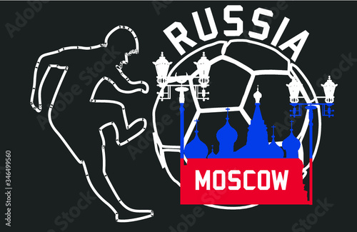 Russia flag soccer print and embroidery graphic design vector art