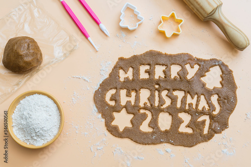 Christmas cookies with the letters Merry Christmas 2021