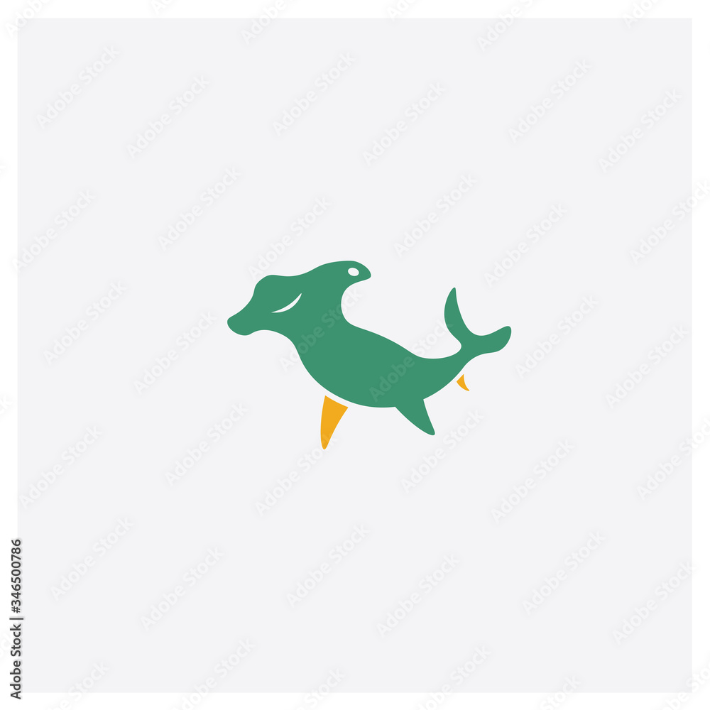 Fototapeta premium Hummerhead concept 2 colored icon. Isolated orange and green Hummerhead vector symbol design. Can be used for web and mobile UI/UX