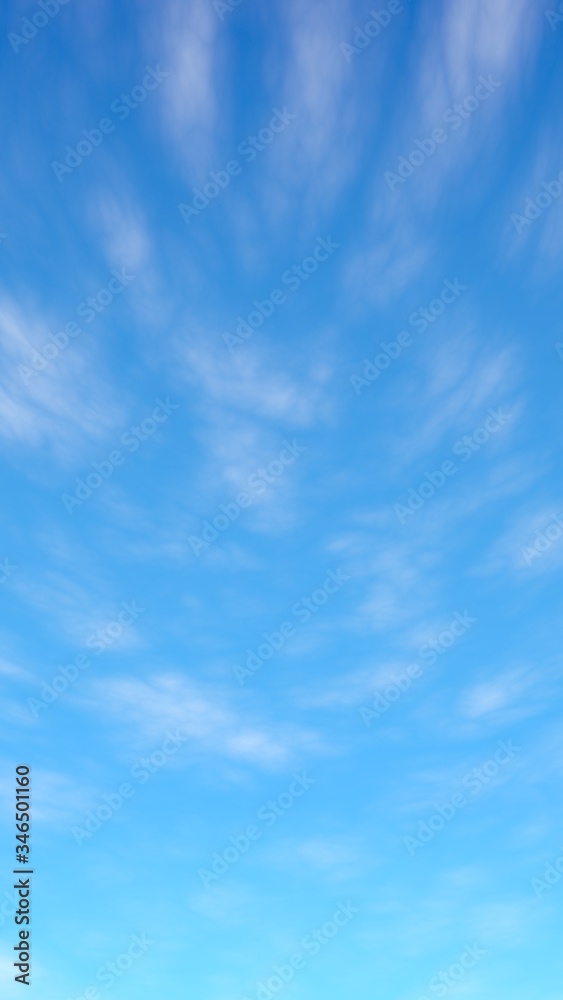 Blue sky background with white clouds. Cumulus white clouds in the clear blue sky in the morning. 3D illustration Blue sky background with white clouds. Cumulus white clouds in the clear blue sky in the morning. 3D illustration