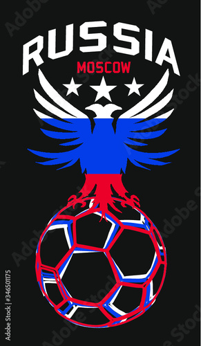 Russia flag soccer Print embroidery graphic design vector art