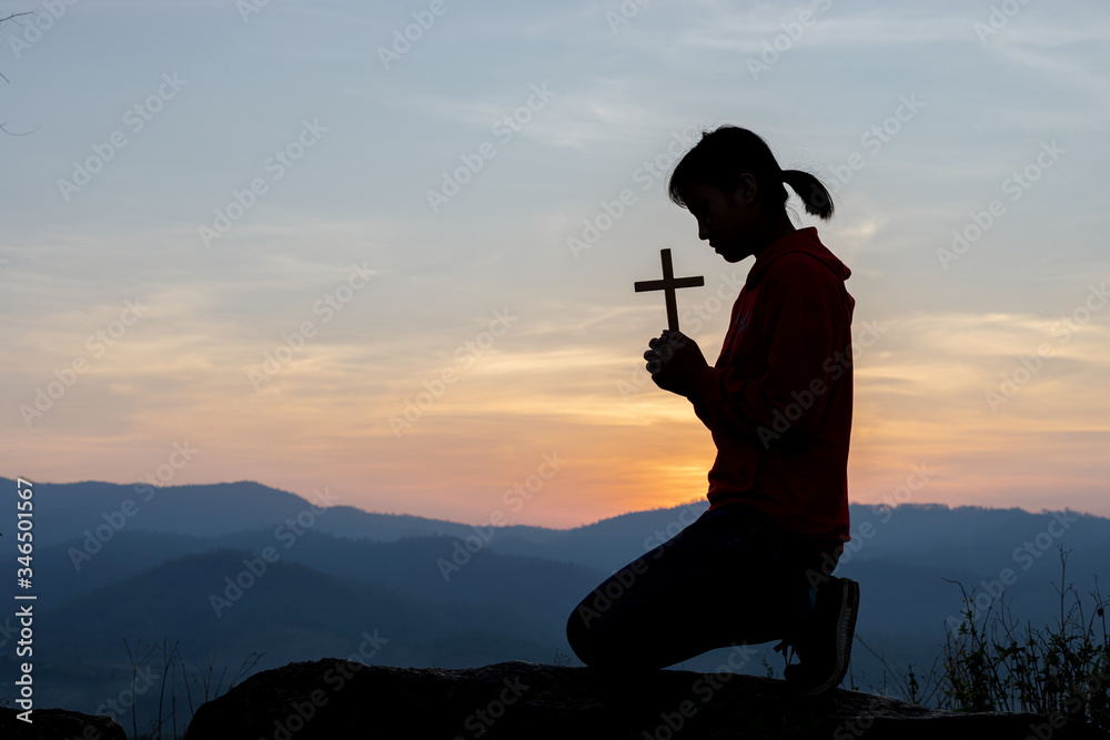 Woman Kneeling At The Cross