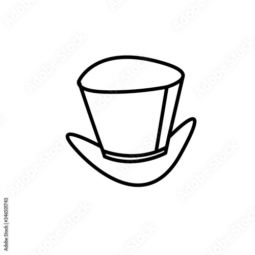 Icon of cylinder, top hat of magician. Contour vector symbol of magic, magician, gentleman, aristocrat