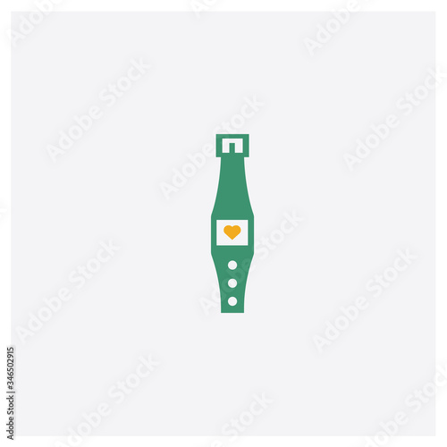 Fitness Bracelet concept 2 colored icon. Isolated orange and green Fitness Bracelet vector symbol design. Can be used for web and mobile UI/UX
