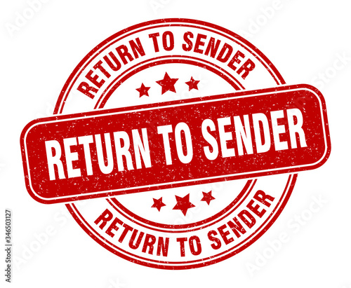 return to sender stamp. return to sender label. round grunge sign