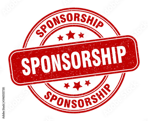 sponsorship stamp. sponsorship label. round grunge sign