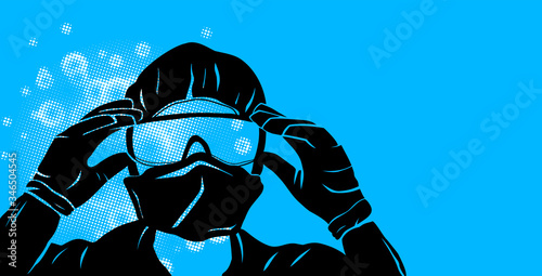 Doctor wearing virus protection equipment