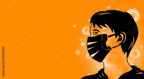Person wearing virus mask looking ahead
