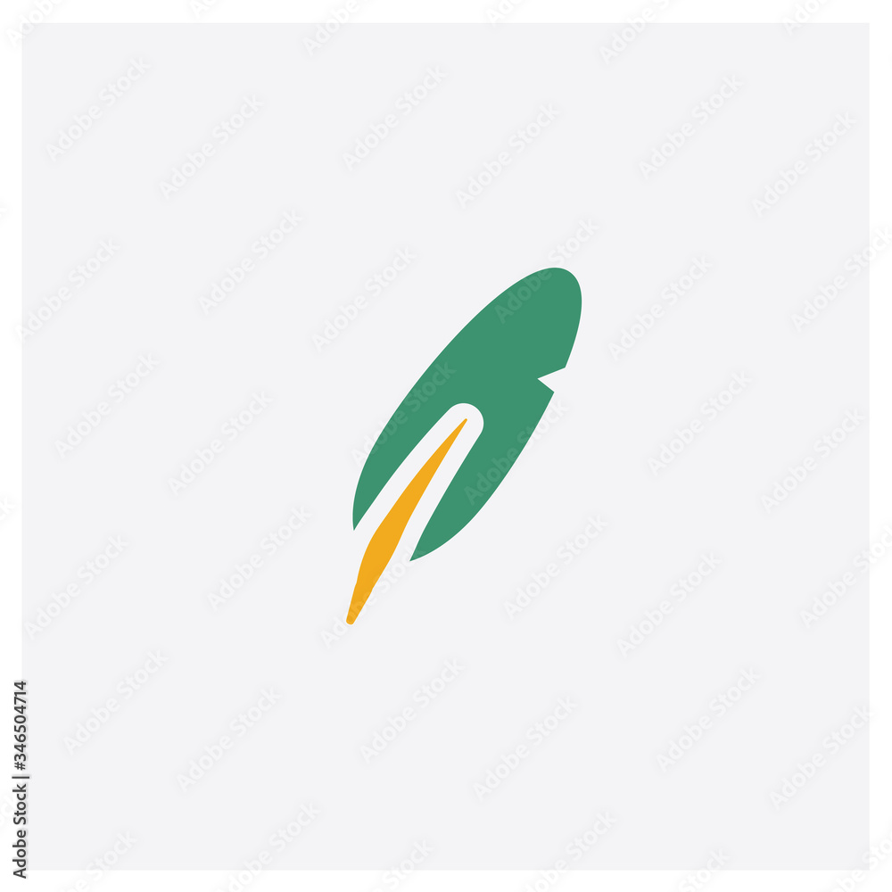 Quill concept 2 colored icon. Isolated orange and green Quill vector symbol design. Can be used for web and mobile UI/UX