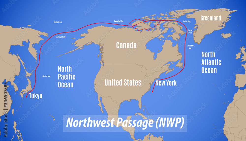 schematic-map-of-the-northwest-passage-vector-de-stock-adobe-stock