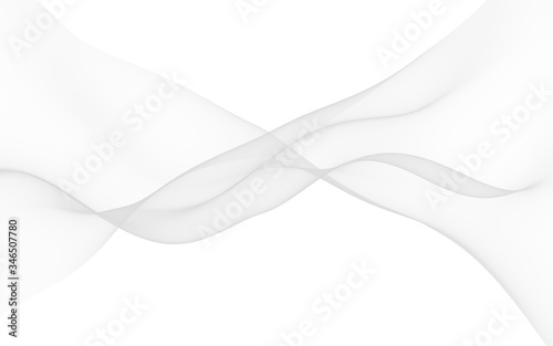 White abstract background. Fluttering white scarf. Waving on wind white fabric. 3D illustration