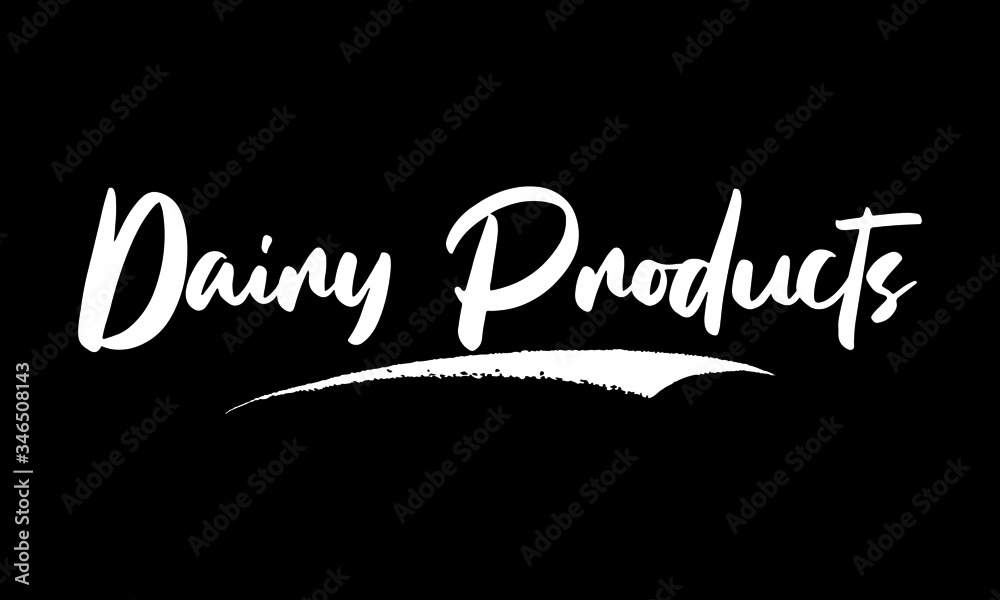 Dairy Products Calligraphy Black Color Text On Black Background