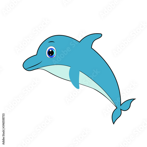 cute dolphin cartoon illustration  summer vector