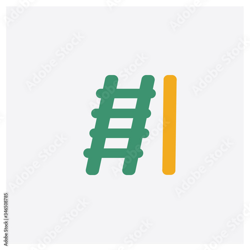 Ladder concept 2 colored icon. Isolated orange and green Ladder vector symbol design. Can be used for web and mobile UI/UX