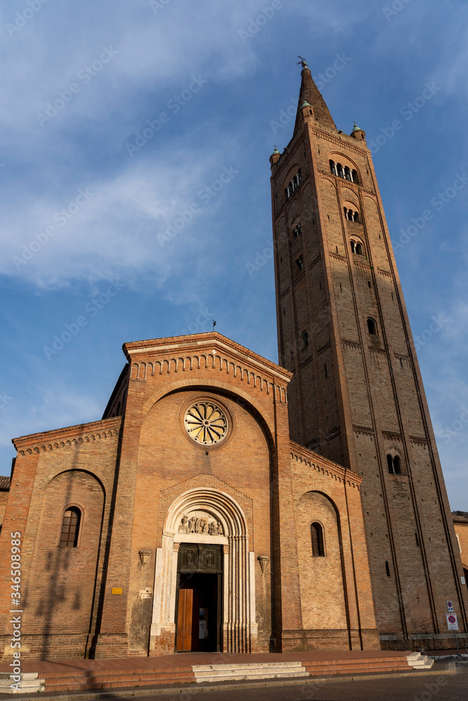 Facade of San Mercuriale church in Forli, Emilia Romagna
