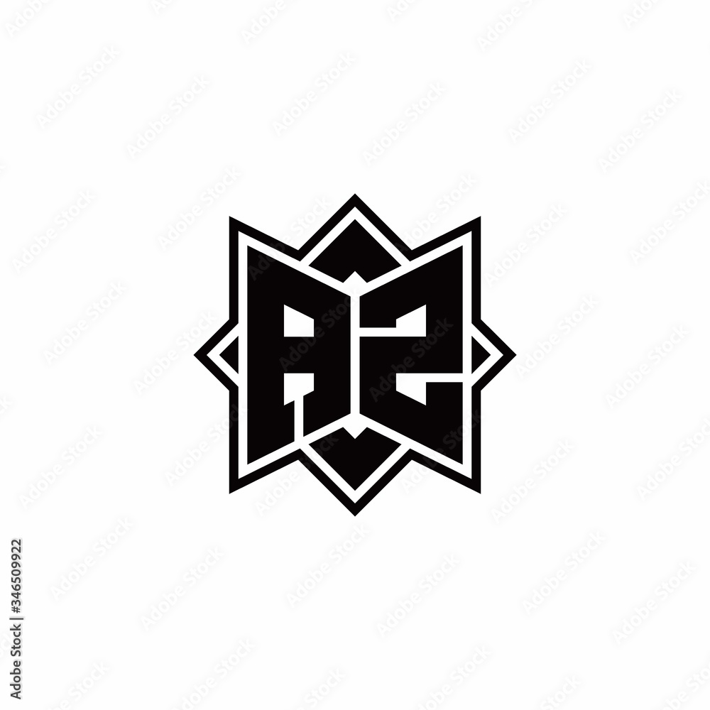 AZ monogram logo with square rotate style outline AZ monogram logo with square rotate style outline