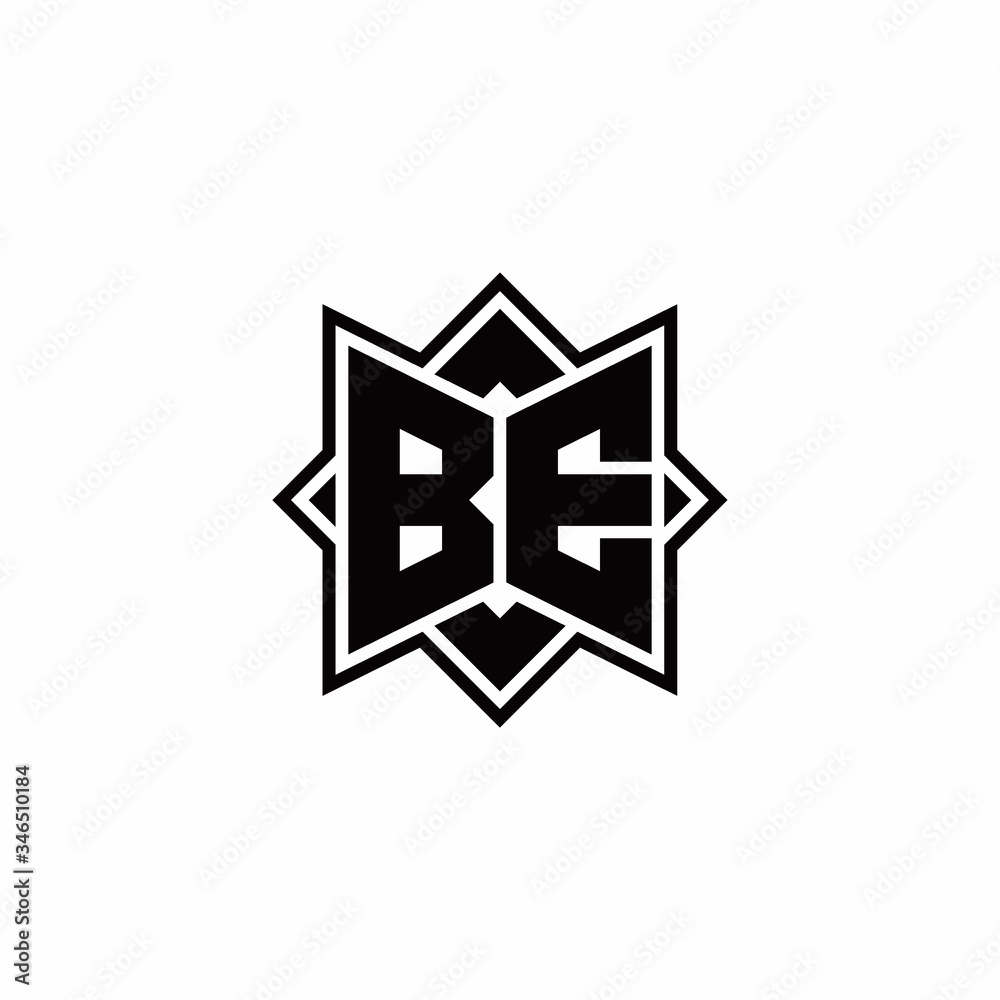 BE monogram logo with square rotate style outline BE monogram logo with square rotate style outline