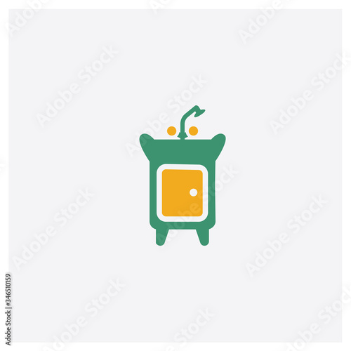 Sink concept 2 colored icon. Isolated orange and green Sink vector symbol design. Can be used for web and mobile UI/UX