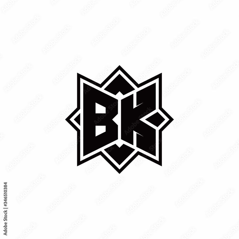 BK monogram logo with square rotate style outline BK monogram logo with square rotate style outline