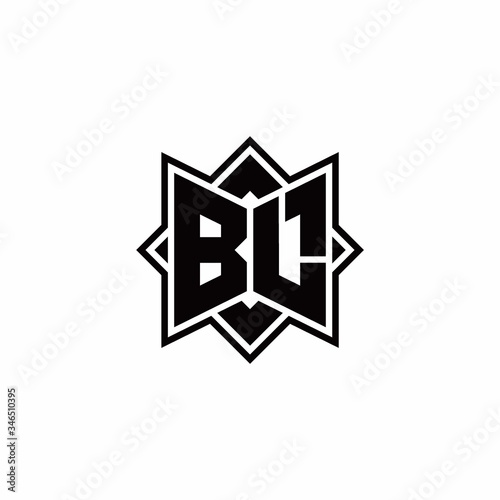 BL monogram logo with square rotate style outline