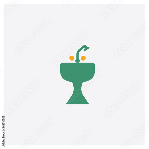 Kitchen sink concept 2 colored icon. Isolated orange and green Kitchen sink vector symbol design. Can be used for web and mobile UI/UX