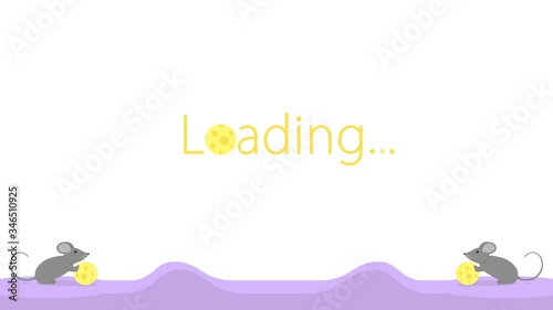 Loading page for web with two mouse and cheese. Cartoon background .