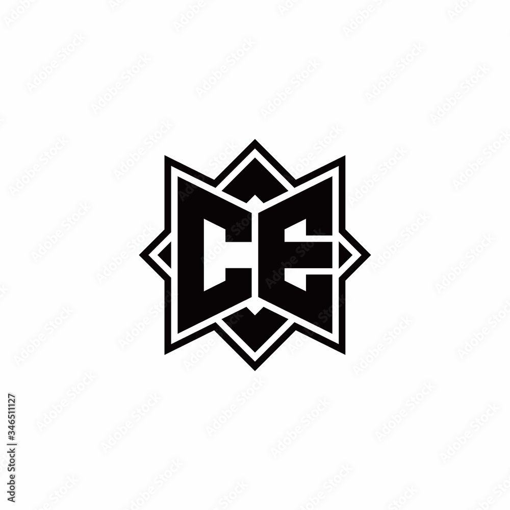 CE monogram logo with square rotate style outline CE monogram logo with square rotate style outline