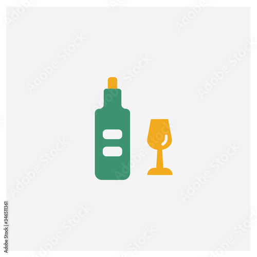 Room service concept 2 colored icon. Isolated orange and green Room service vector symbol design. Can be used for web and mobile UI/UX