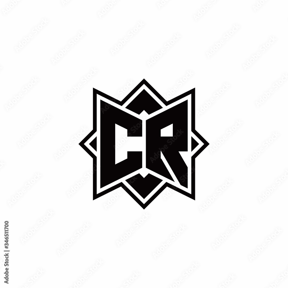 CR monogram logo with square rotate style outline CR monogram logo with square rotate style outline