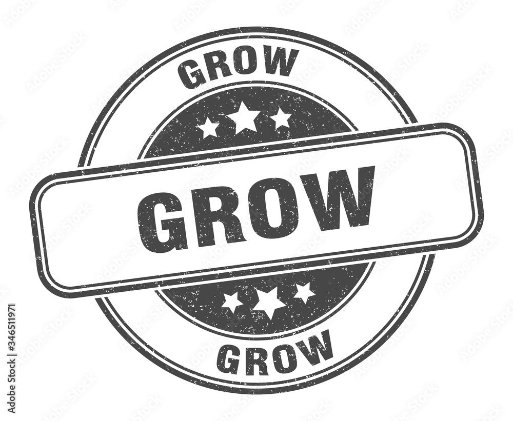 grow stamp. grow round grunge sign. label