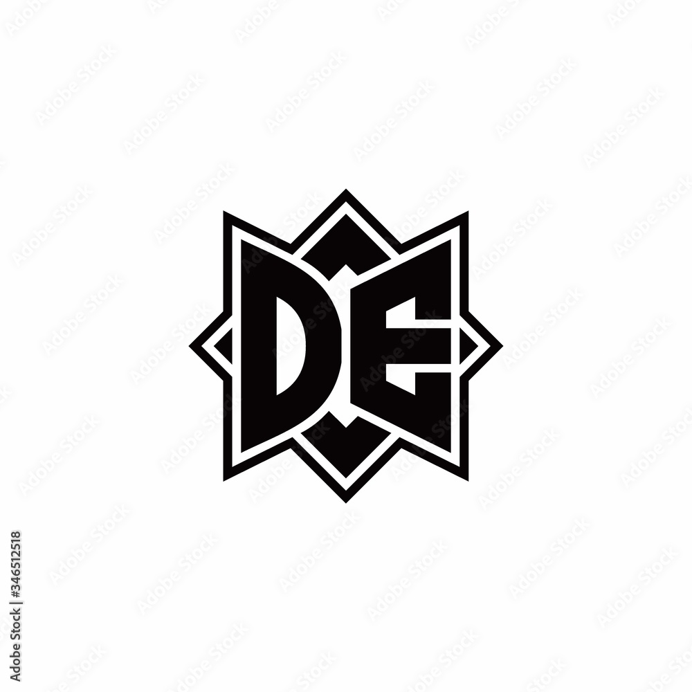 DE monogram logo with square rotate style outline DE monogram logo with square rotate style outline
