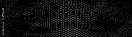 Abstract dynamic wave. Hexagon wave of gradient lines. Big data. Digital background. Futuristic vector illustration.